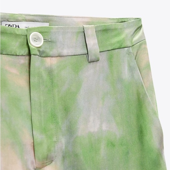 NWT Zara green TIE-DYE SILK PANTS LIMITED EDITION Medium - Picture 7 of 9